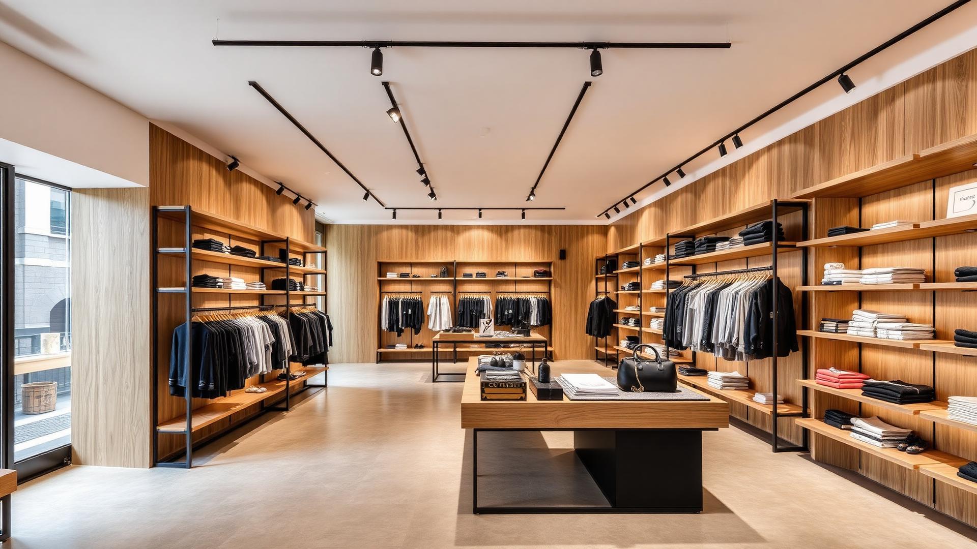 Agencement intérieur d'une boutique moderne réalisée par Les Enseignistes